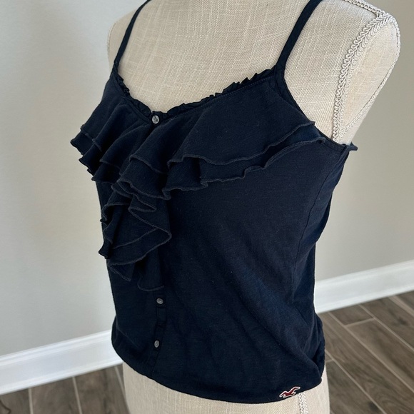 Elegant Navy Ruffle Top - Picture 2 of 5